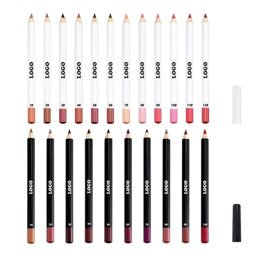 Lip Liner Custom Logo Private Label Pigment Long Lasting Waterproof Not Fading Matte Makeup Wholesale Cruelty Free Black Package