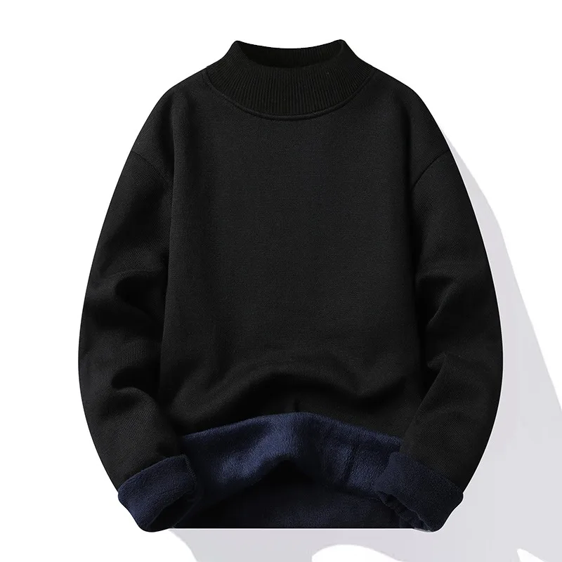 

Men's Lightweight Sweater Fleece Lined Thickened Long Sleeve Knit Pullover Sweater Autumn Winter Thermal Warm Classic Sweater