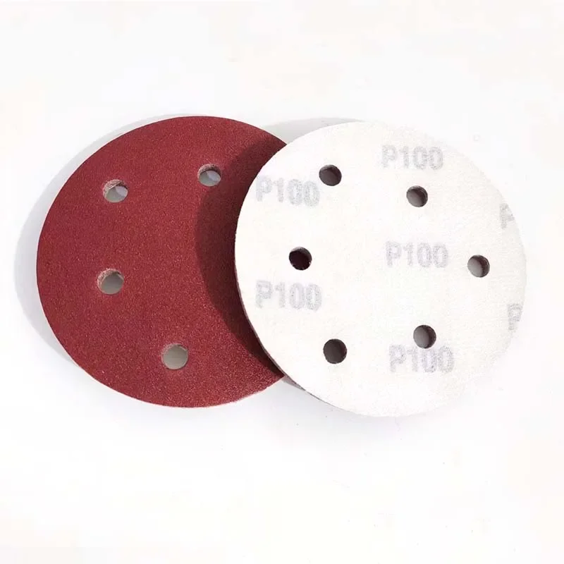 10pcs 125mm Hook & Loop Abrasive Sand Paper 5 inch red Sanding Disc with 6 holes Grits 80~800 available Sandpaper