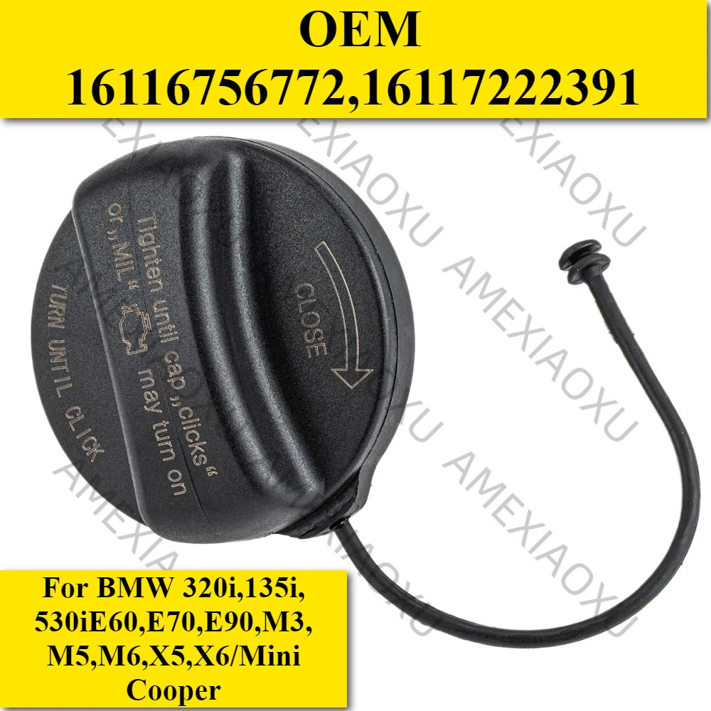 1PC OEM 16116756772,16117222391 For BMW 320i,135i,530i E60,E70,E90,M3,M5,M6,X5,X6/Mini Cooper Fuel Filler Cap AMEXIAOXU