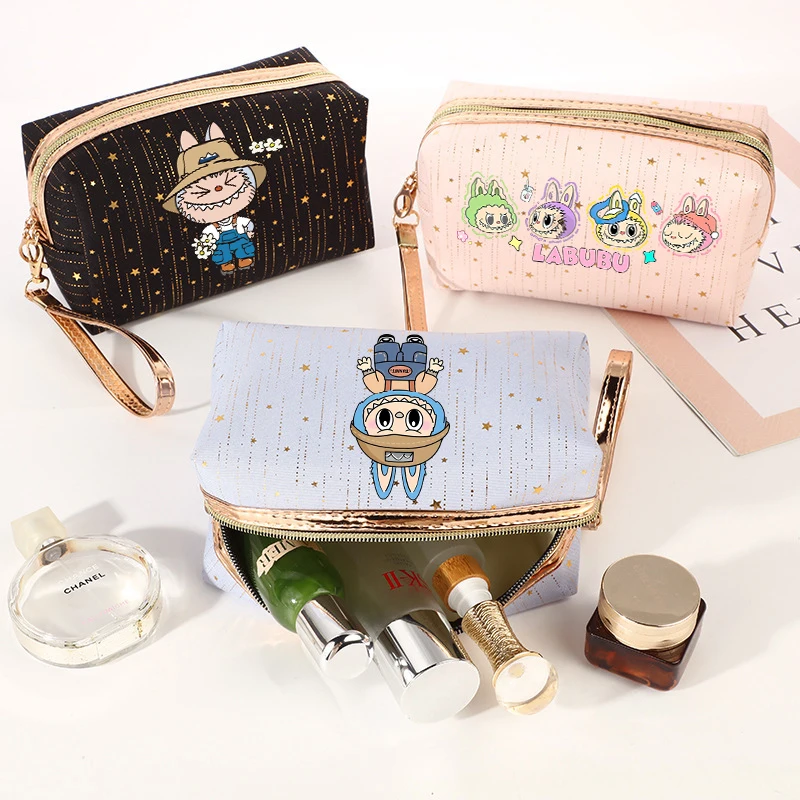 Labubu Star Make Up Bag for Women Pop Mart Anime Fashion Cosmetic Bags Female Portable Cosmetics Storage Pouch Washing Pouch