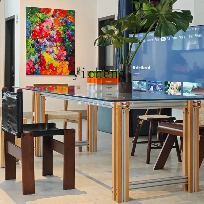 CZ-24  Tempered Glass Desk Aluminum Profile Office Computer Home Study Office Conference Table