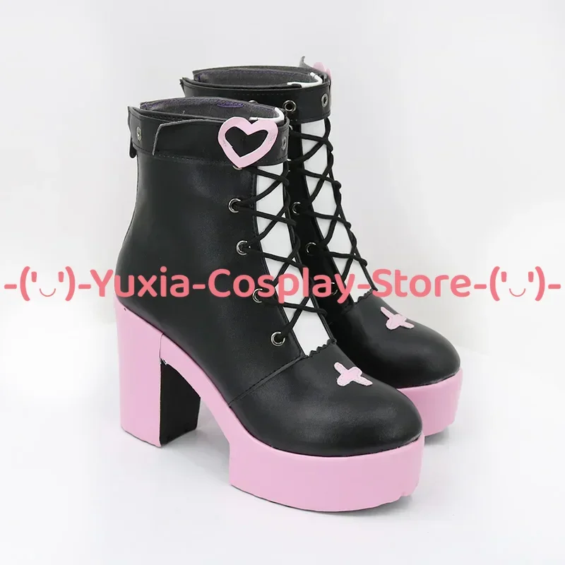 Yuxiacosplay! Buty do cosplayu VTuber Rumii, rekwizyt postaci z anime/gry, skórzane botki z PU, kostium na Halloween/karnawał/imprezę