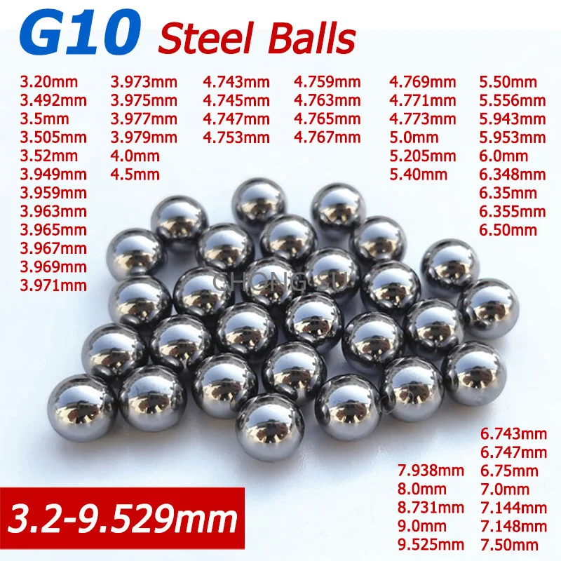 

50pcs 3.2-9.525mm G10 Bearing Steel Balls Solid Smooth High Precision GCR15 Chrome Steel Ball Screw Rod Sliding Block Guide Ball