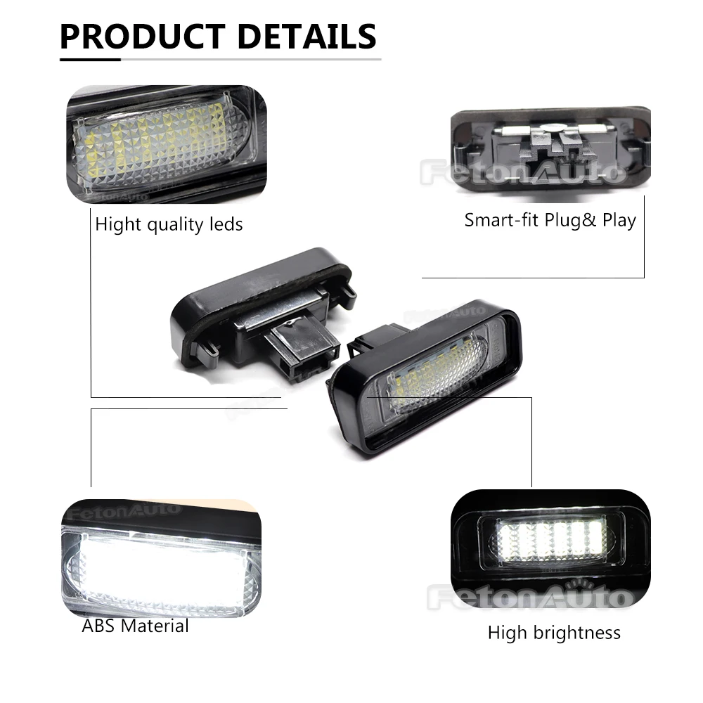 License Plate Light Car Parking Lighting LED License Plate Light for Mercedes-Benz W220 S320 S420 S430 S500 1999-2005 Canbus