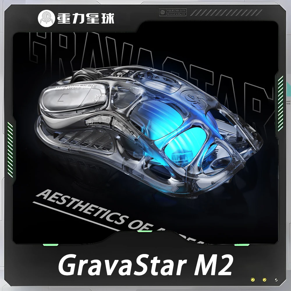 GravaStar M2 Wireless Gaming Mouse, Cute Compact Design For Small Hands, Bluetooth Tri-Mode, RGB Light, Stylish Customized Gifts