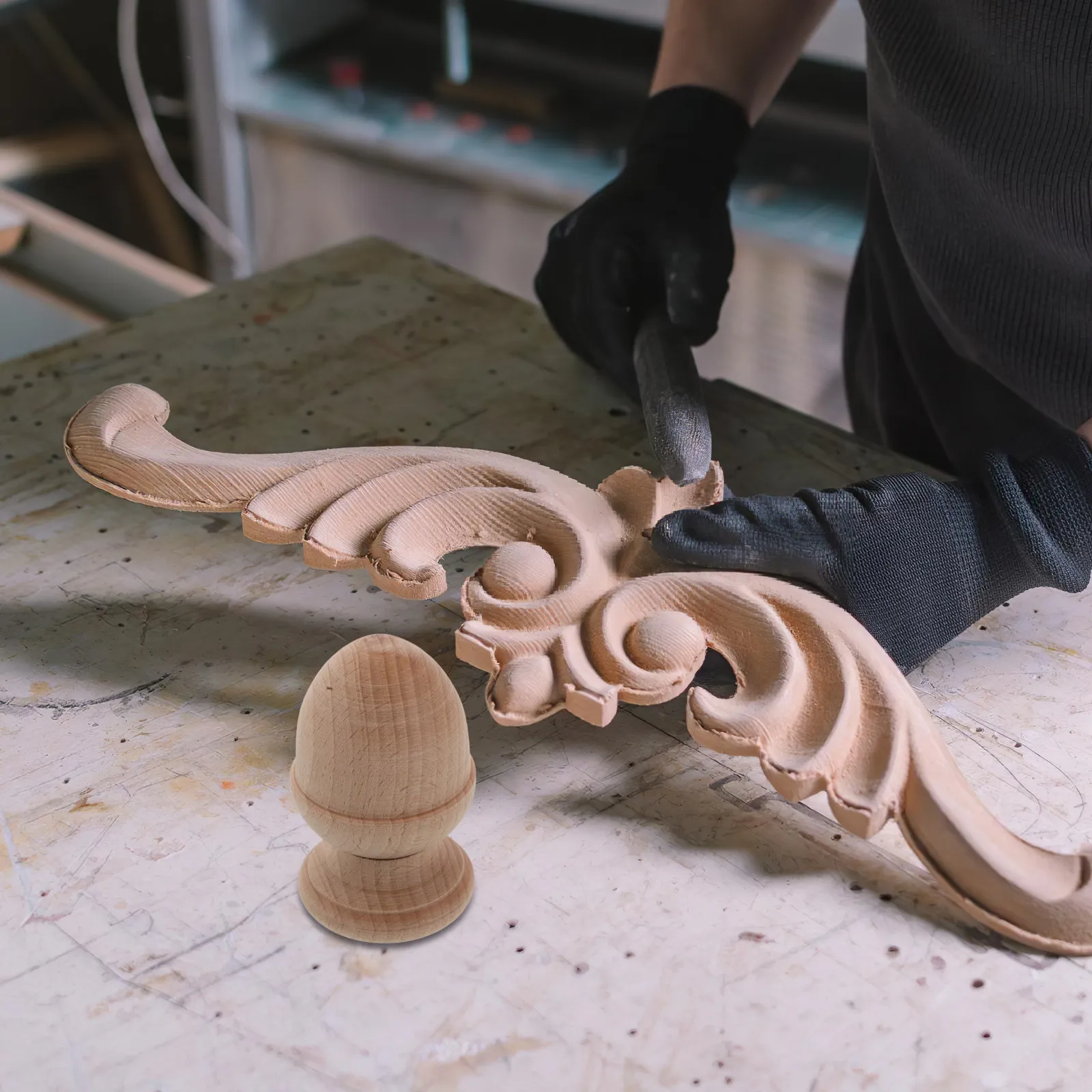 Wooden Finial Topper Decorative Wood Finials DIY Bed Post Curtain Rod End Cap Staircase Flagpole Furniture Woodworking Crafts