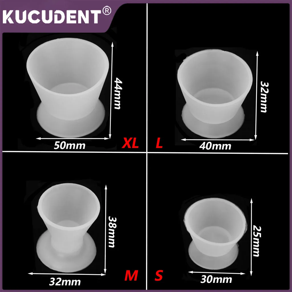 

KUCUDENT 4Pcs/Set Silicone Dental Mixing Bowls Medical Rubber Cups Soft Flexible Self-Solidifying Non-Stick Dentistry Lab Tools