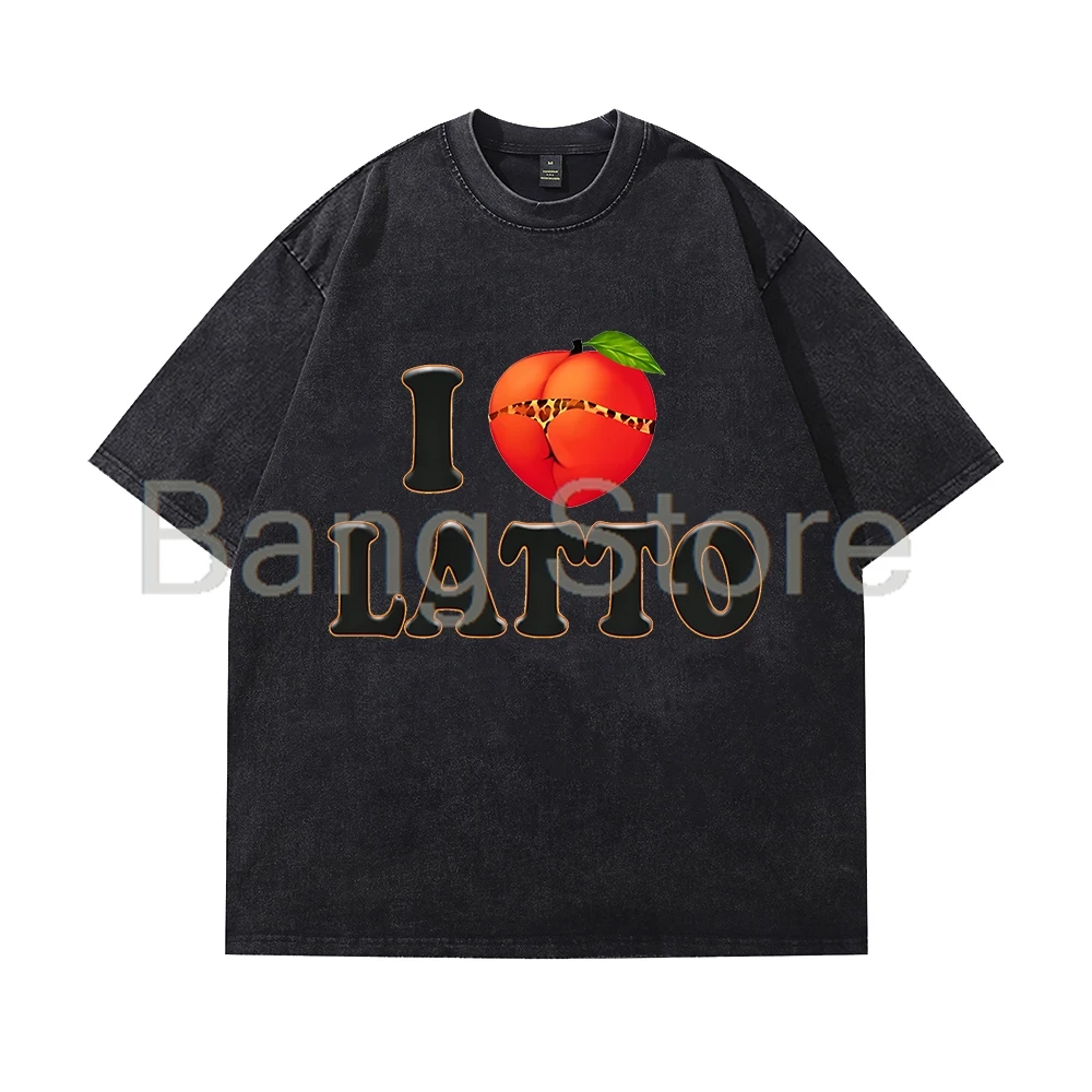 I Love Latto Washed Cotton Tee Unisex T-shirt Crewneck Short Sleeve Tops