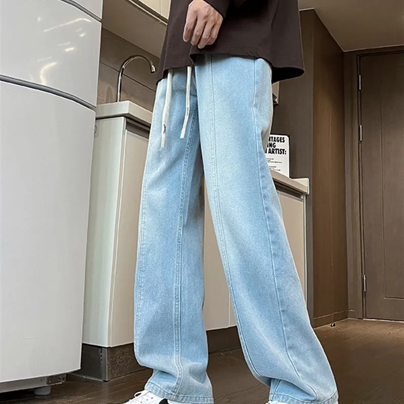 

Loose Straight Leg Jeans Men's Casual Trousers Spring Autumn New Sle Student Teenagers Brand Faion Wide Leg Loose Fit Jeans