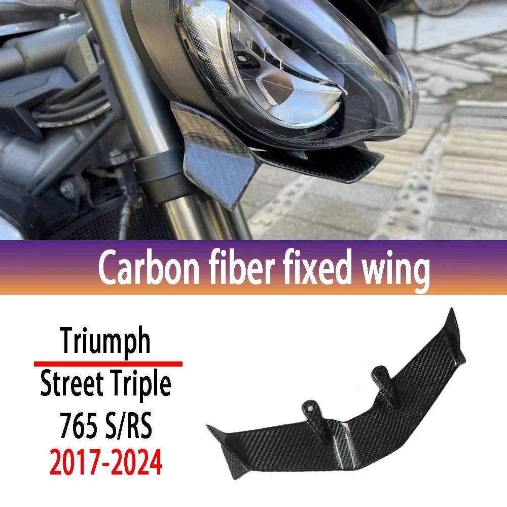 

Motorcycle Carbon Fiber Front Spoiler Sport Downforce Naked Wing Deflector case For Triumph Street Triple 765 S / RS 2017-2024
