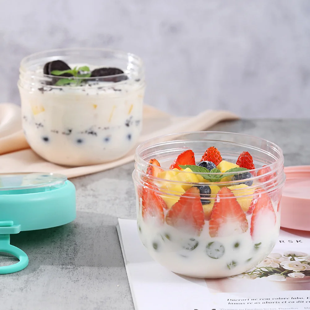 

1Set Fruit Storage Bowl Transparent Pc Breakfast Cup Portable Leakproof Mini Soup Milk Tea Container Office Travel