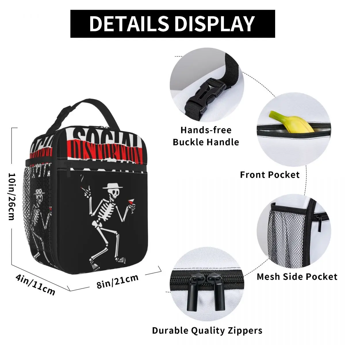 Insulated Lunch Bags Social Distortion Heavy Metal Band Accessories Lunch Container Y2K Thermal Cooler Bento Box For School