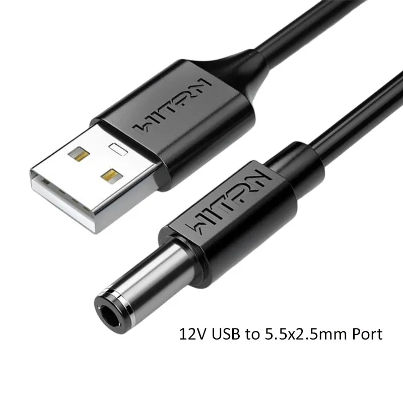 12V USB Type-A to 5.5x2.1mm Interface PD Power Cable for WiFi Router Speaker Monitor LED Light Accessories 1.2Meter