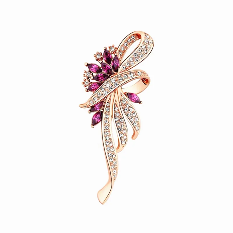 Fashion Crystal Peacock Feather Brooches For Women Scarf Shawl Buckle Rhinestone Brooch Pins Animal Corsage Jewelry Accessories