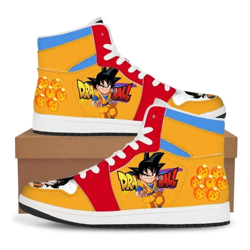 

Кроссовки Dragon Ball с индивидуальным дизайном, баскетбольные кроссовки, модные мужские и женские высокие повседневные кроссовки, подарок на фестиваль с изображением Сон Гоку и Вегеты.