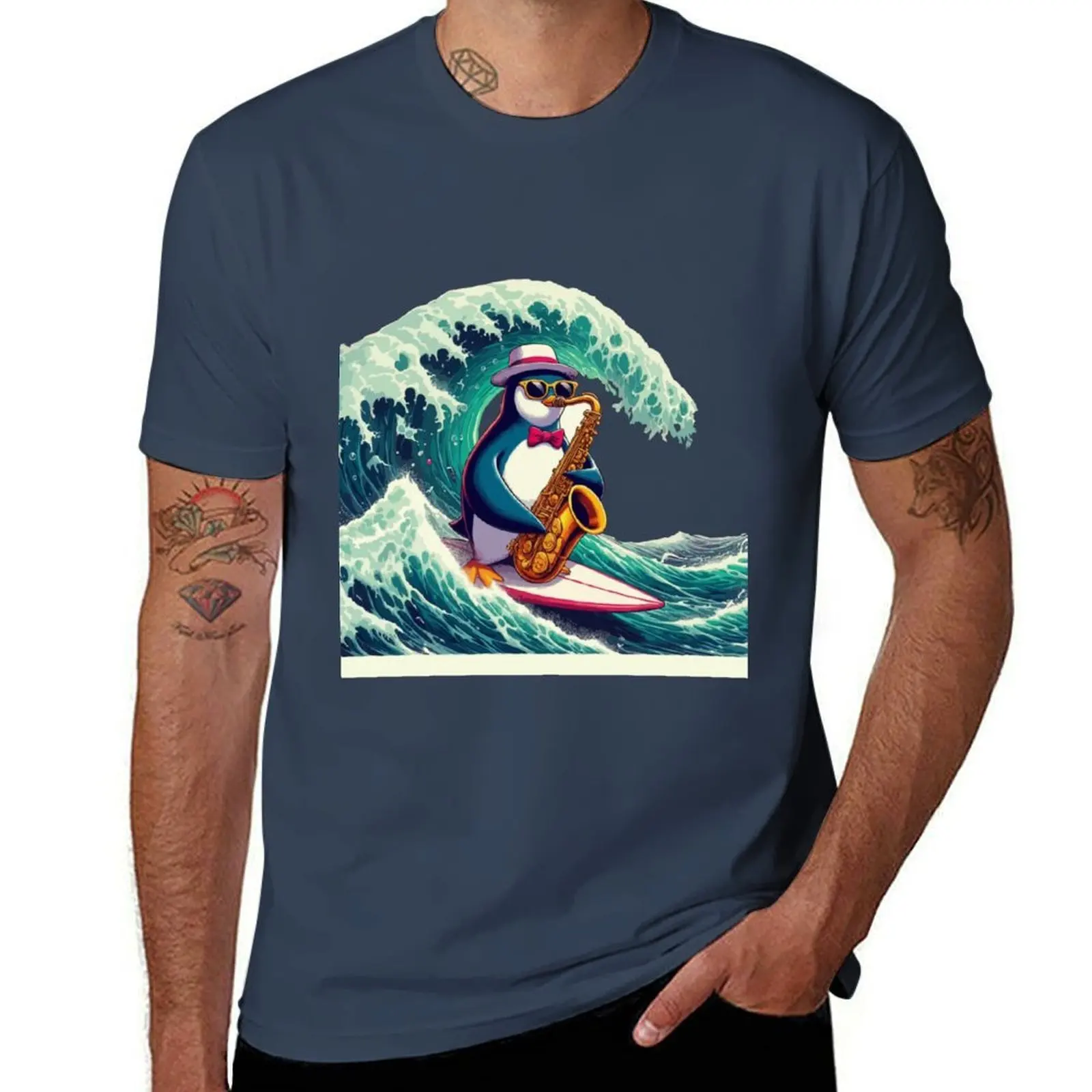 penguin surf T-Shirt Stretch Fabric Comfort T-Shirt