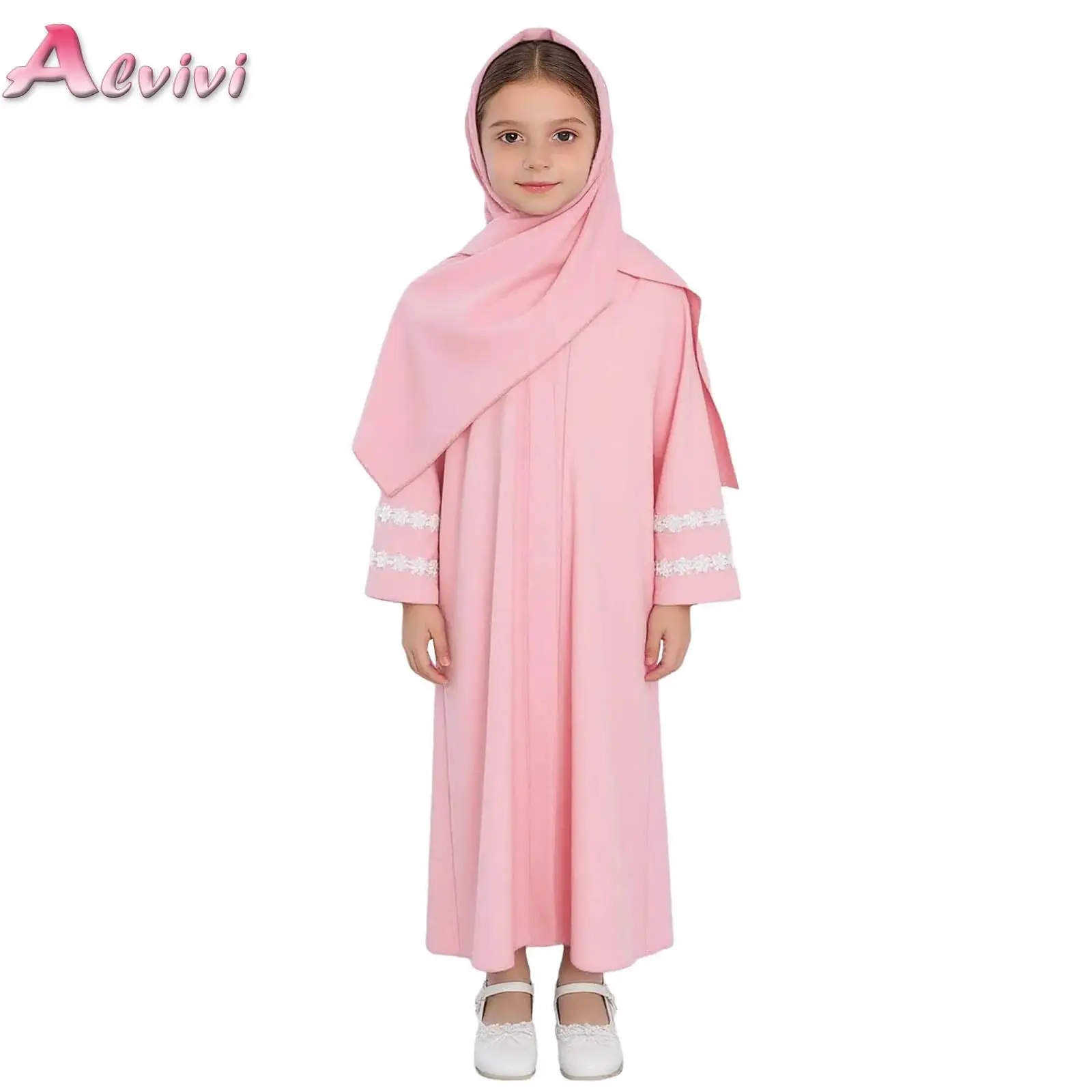 

Muslim Outfit Kids Girls Prayer Dress Hijab Abaya Robe Arab Dubai Children Ramadan Kaftan Hijab Headscarf Islamic Eid Party Gown
