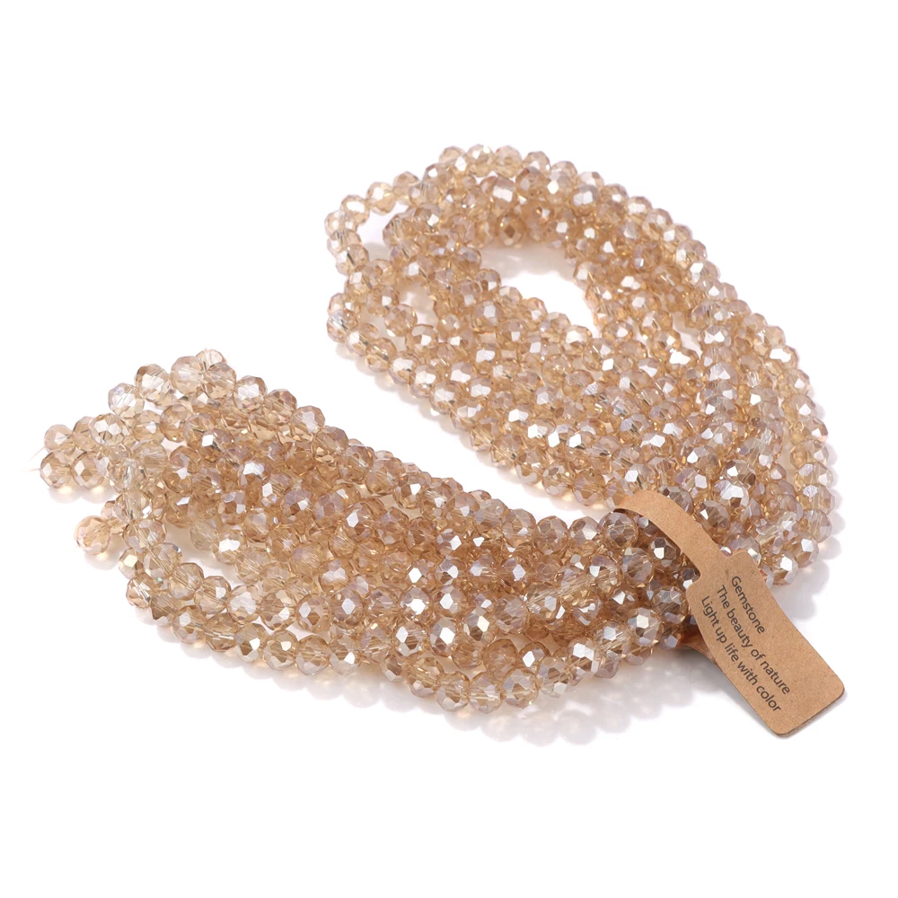4x6mm/5x8mm Gold Color Glass Rondelle Faceted Austria Crystal Loose Spacer Beads For DIY Bracelet Jewelry Making Accessories
