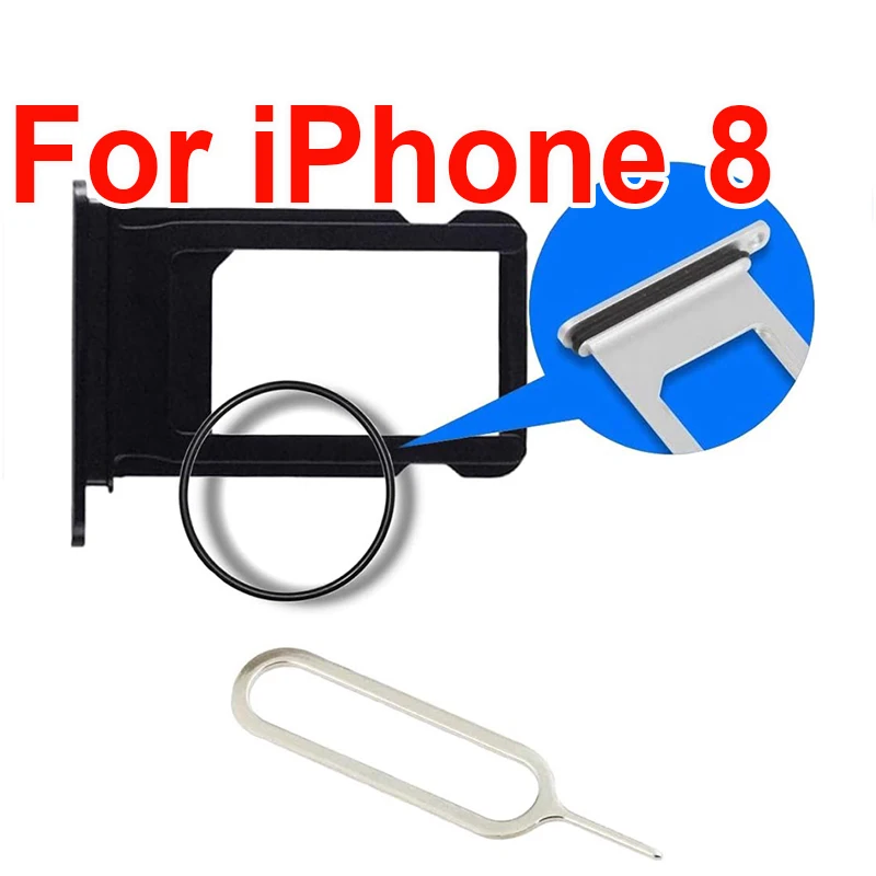 For iPhone 8 Sim Card Tray Micro SD Holder Slot For iPhone 8 4.7 Sim Card Tray with free Open Eject Pin Key can etch iMei number