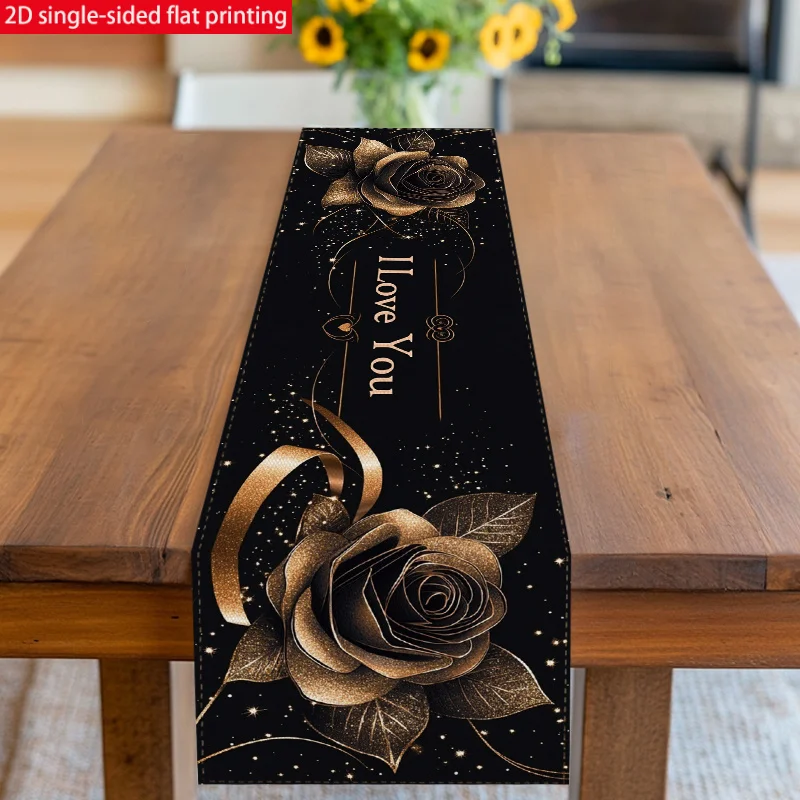 1 Piece of Black Base with Gold Roses, Sparkling Stars, and the Words 