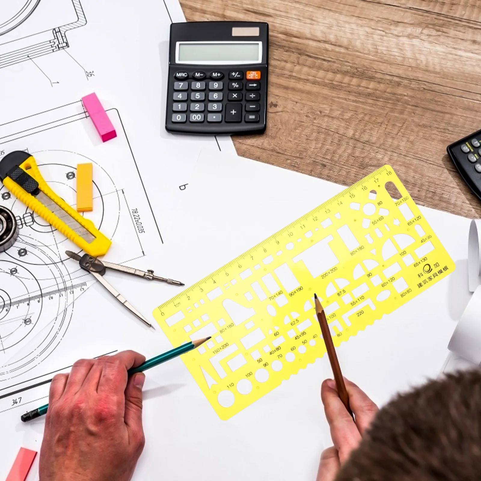 4 قطع من قوالب الرسم الهندسي مساطر الرسم البلاستيكية لقياس الصياغة الفنية الهندسية #4