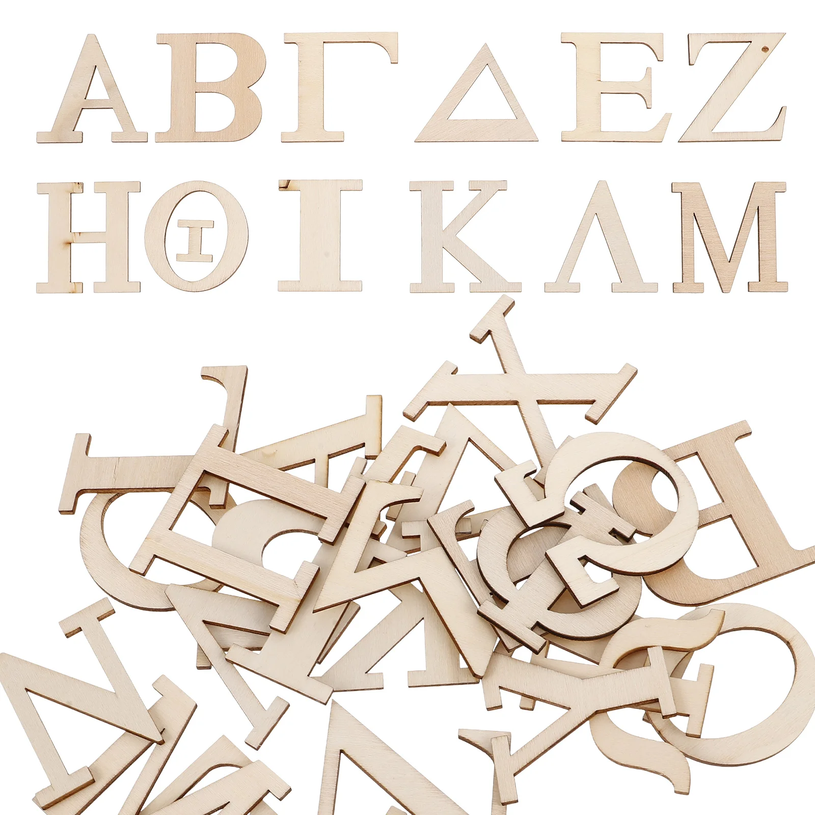 

24pcs Greek Alphabet Letters Set DIY Unfinished Wood Letters Decorative for for Spelling Learning Painting Crafts Project Wall H