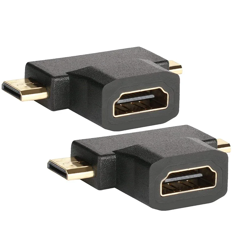 3 In 1 Hdtv-Compatibel Met Micro Hdtv-Compatibel Mannelijk Mini Hdtv-Compatibel Mannelijk 1.4 Vrouwelijk Kabeladapter T Vorm Converter 1080P