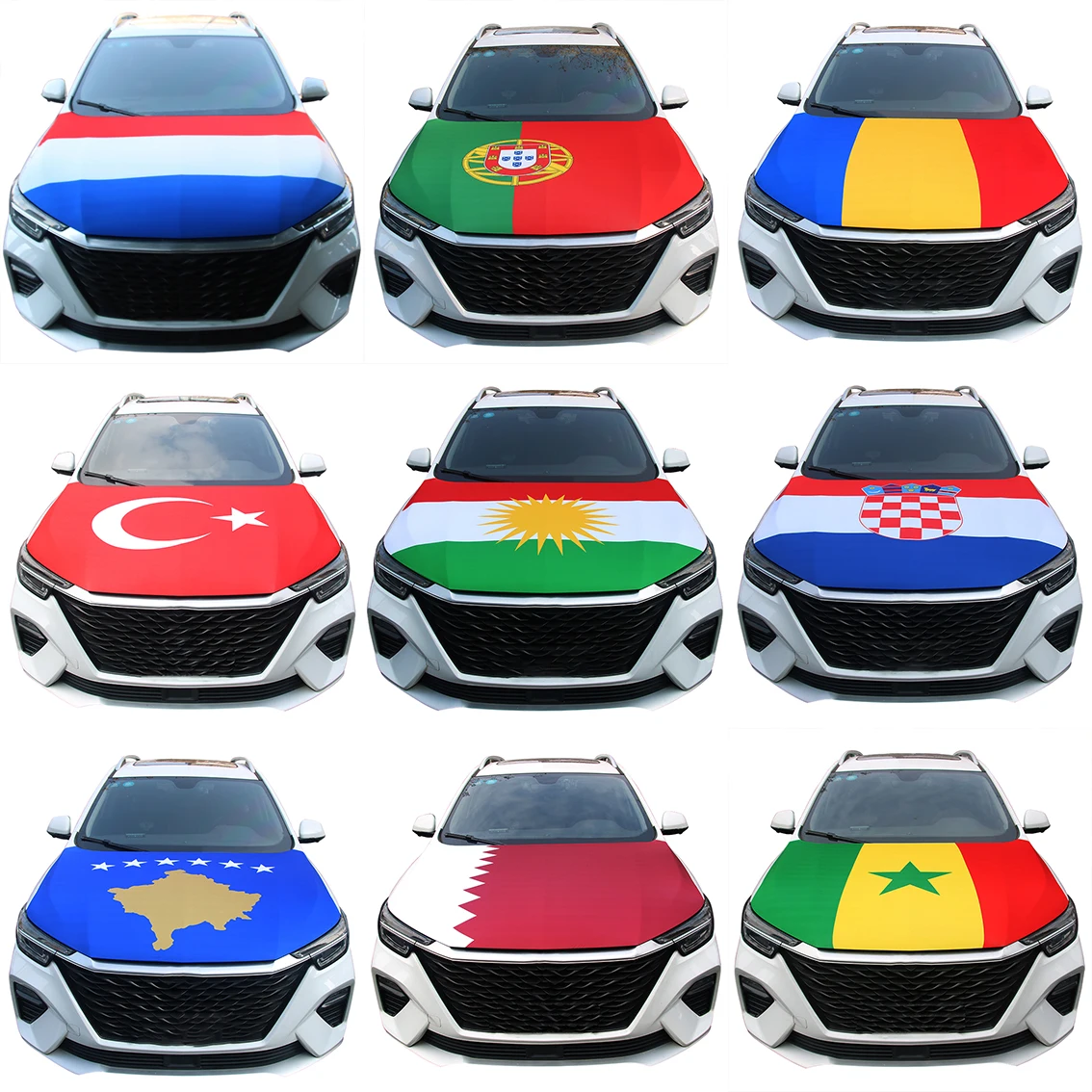 National Flags Car Engine Hood Cover Netherlands Qatar Kosovo Croatia Kurdistan Turkey Romania Portugal Senegal Flag For Decorat