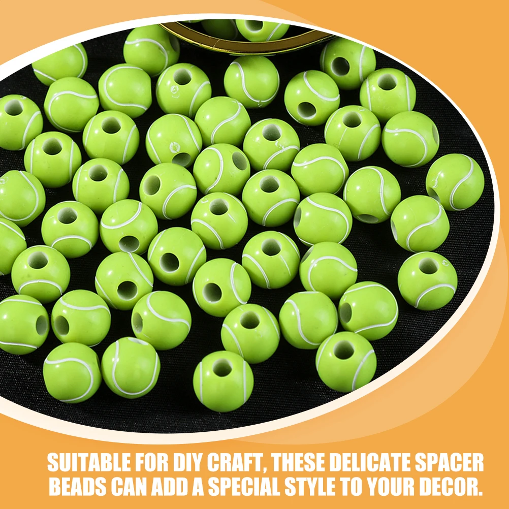

50pcs Tennis Beads Sports Acrylic Jewelry Making DIY Pendant Charms Craft Supplies Spacer Beads for Bracelets Necklaces