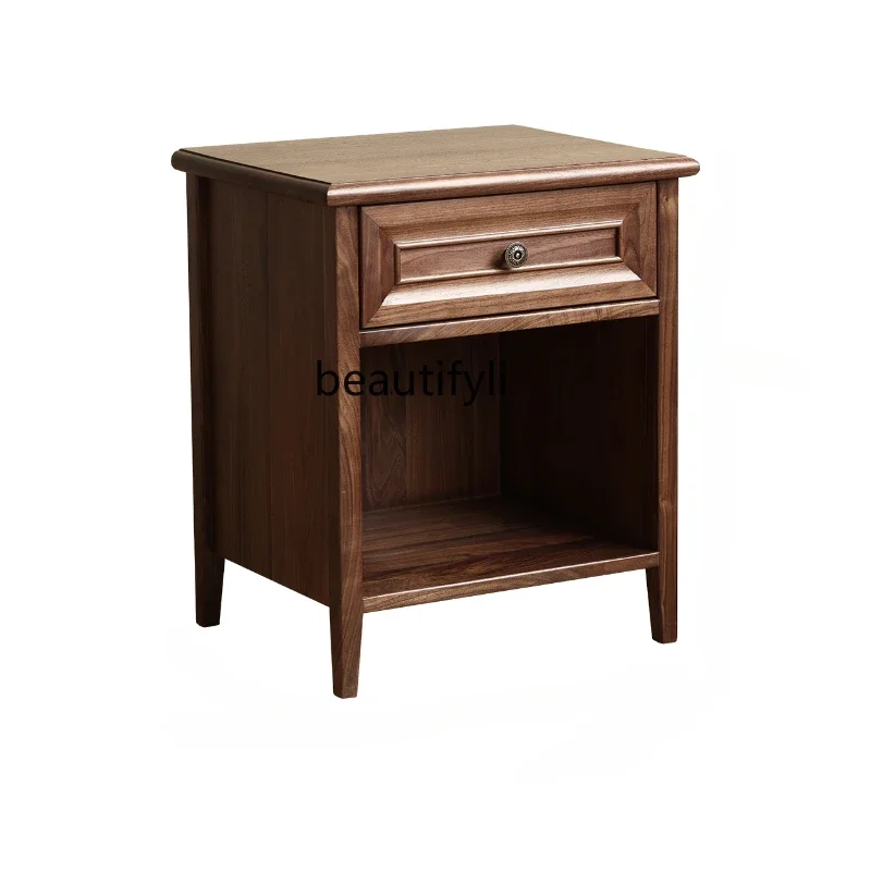 

S American Style Solid Wood Bedside Cabinet Retro Bedside Cabinet Simple Storage Locker Middle and Ancient Bedroom Furniture