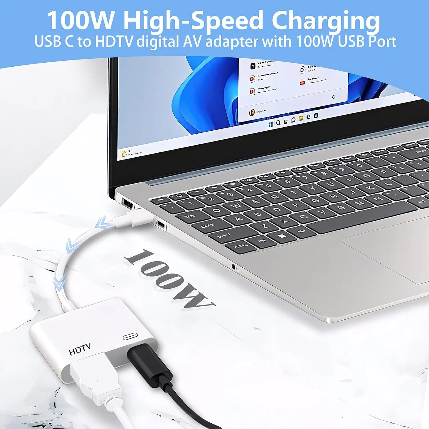 4K@60Hz USB C to HDMI Adapter with Charging Port for iPhone TV Type C to DisplayPort Cable Compatible with iPhone 12 11 MacBook - view 4