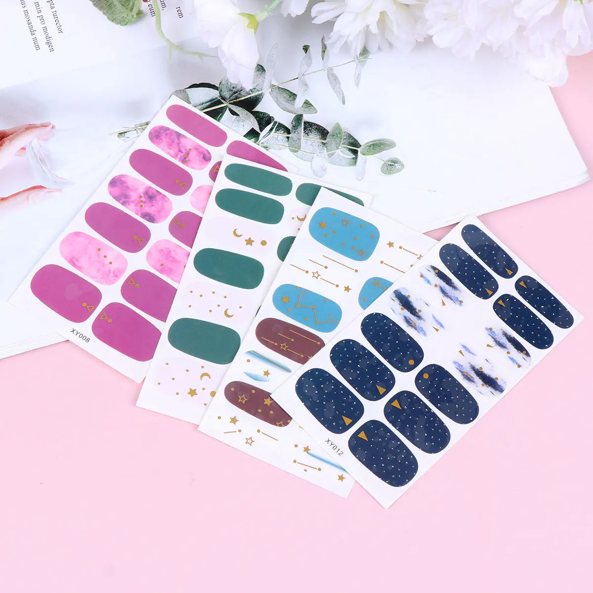 

4pcs Gold Foil Nail Stickers Diy Manicure Art Decals For Party Holiday Decoration Nail Art Sticker