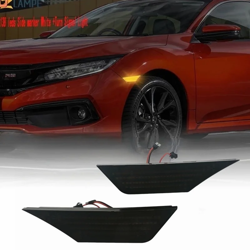 

Для Honda Civic 10-го поколения, боковые габаритные огни на крыло, янтарные последовательные указатели поворота, белые стоп-сигналы 16-21