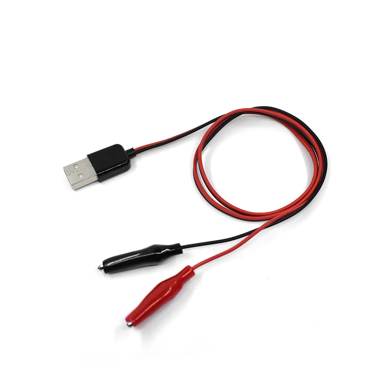 60CM Alligator Test Cilp To USB Male Connector Adapter Crocodile Test Clamp Clip Power Cable