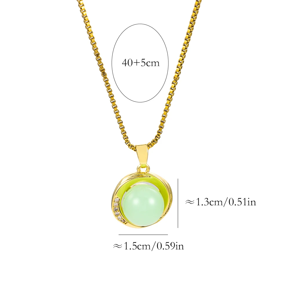New Retro Luxury Imitation Jade Dewdrop Pendant Necklaces For Women Female Daily Wear Stainless Steel Neck Chain Jewelry Ladies