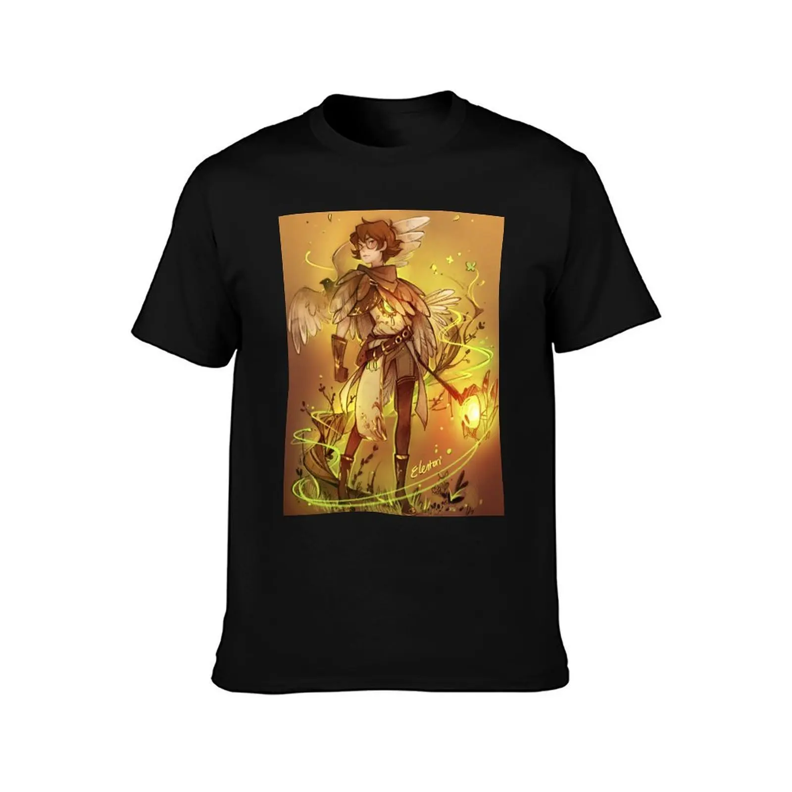 Druid Pidge T-Shirt, Summer Casual Cotton Tee, Oversized Streetwear Tops, Vintage Graphic Print, Loose Fit Short Sleeve