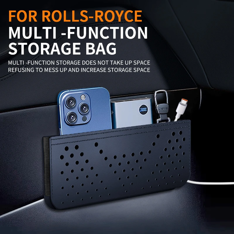 Car Perforated Leather Storage Organizer,For Rolls-Royce Phantom Ghost Cullinan Wraith Dual Install Backrest Door Storage Holder
