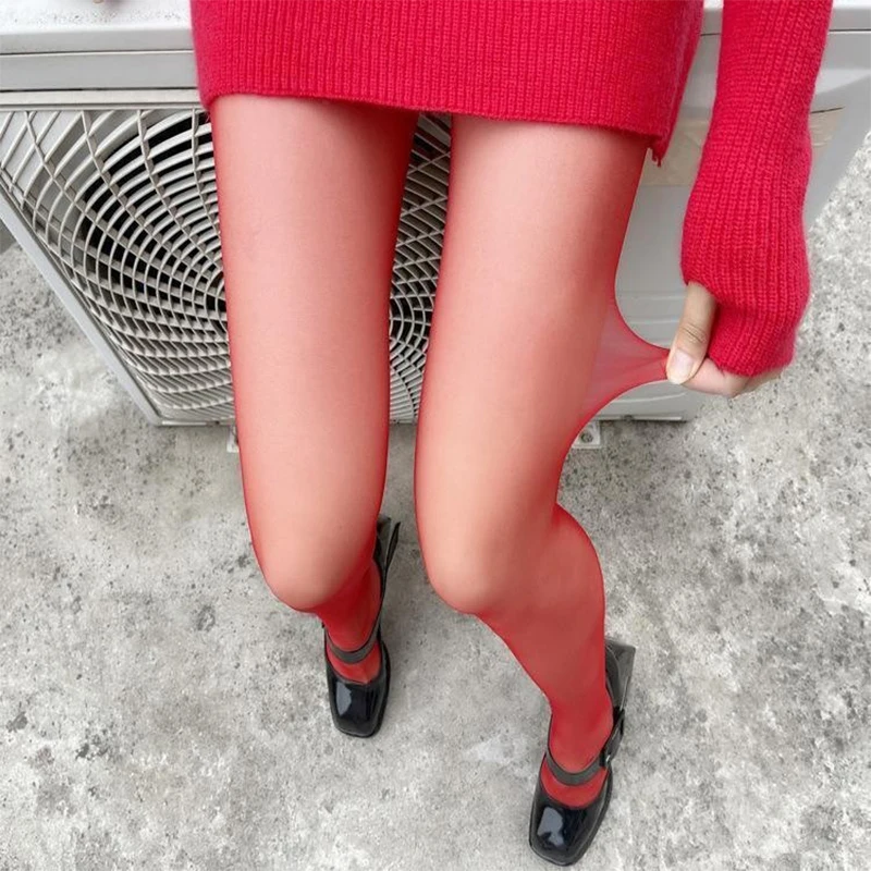 

Women Fashion Red Pantyhose Sexy Thin Velvet Leggings Translucent Elastic Red Tights Woman Ventilation Simplic Slim Pantyhose