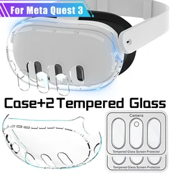 Transparent Shell Case For Meta Quest 3 VR Headset Protective Cover Camera Lens Protector Tempered Glass For Quest 3 Accessories