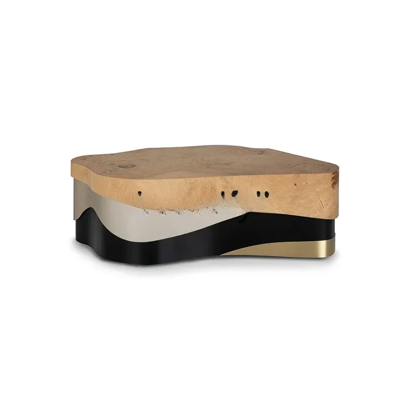 

Wabi **** Wind Home Furniture/Small Apartment Household Solid Wood Metal Special-shaped Large Coffee Table