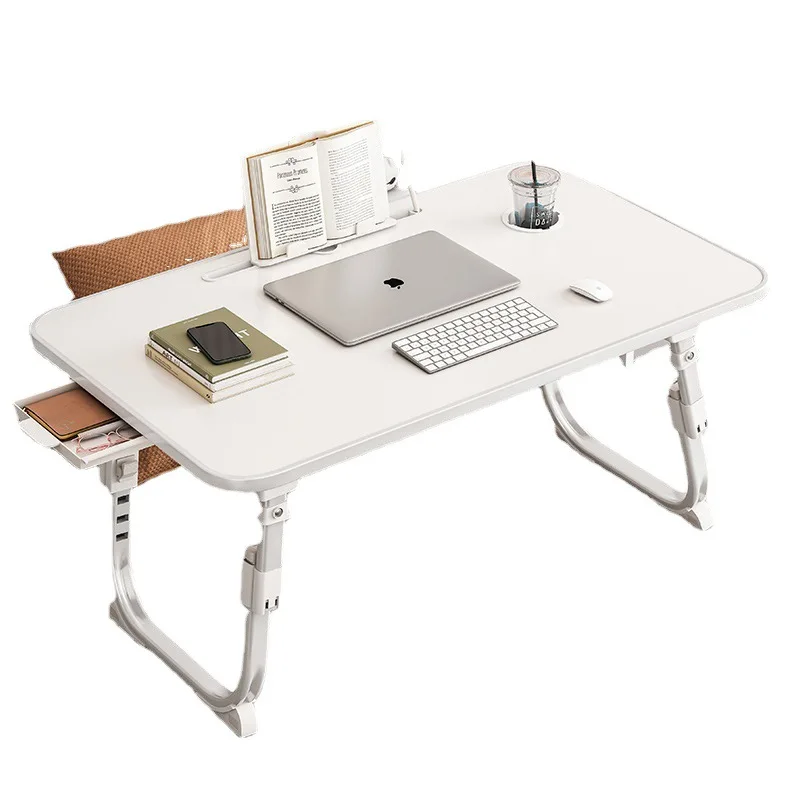 #Suitable ForStudent Small Table Can Bed High Leg Computer Table Bay Window Study Desk Lazy Folding Table Dormitory Lift Cross-b