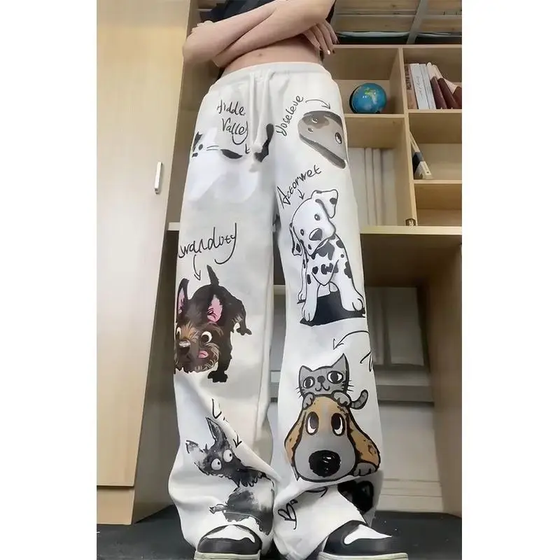 American trendy brand puppy casual pants for men and women in autumn loose wide-leg pants for couples casual free delivery