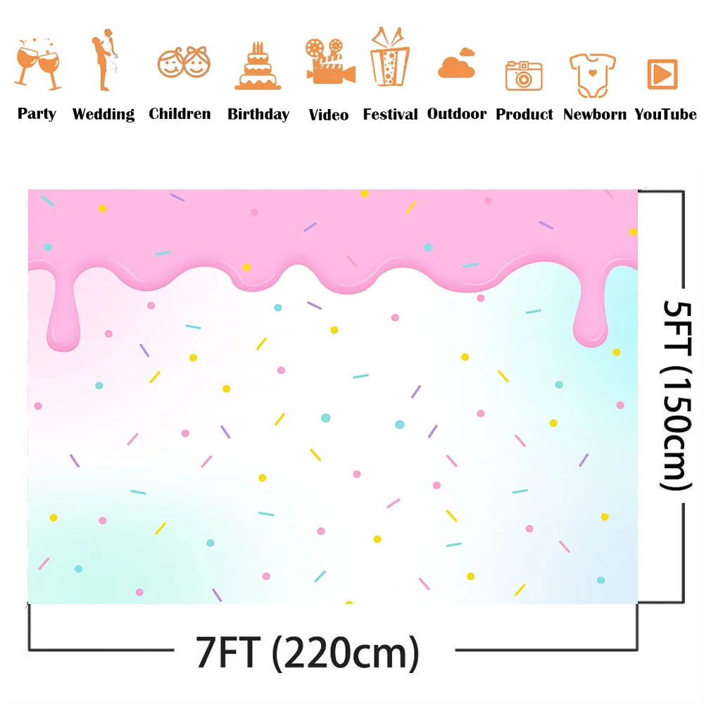 Streuen Hintergrund eis Prinzessin Happy Birthday Party Banner Donut Wachsen Up Helle Konfetti Hintergrund Photo Requisiten