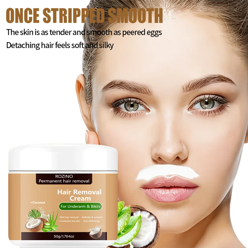 50G/100G/150G Coconut Semi-Permanent Hair Removal Cream, Use Once For, Long-Lasting Smoothness for 6 Months, Refreshing and Quick Hair Removal, Hair Removal Cream for Women, Hair Removal Cream for Men, Easy Hair Removal, Instant Removal, Smooth Finish Without Black Spots, Travel-Friendly, Suitable for Hair Removal on Face, Lips, Armpits, Legs, Arms, and Private Areas, and Full Body Hair Removal