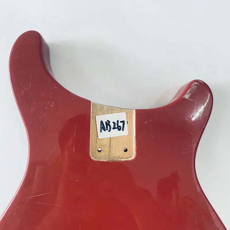 AB267 Red Color Bolt-on Neck Unfinished Electric Guitar Body Humbucker Pickup String Through Body for DIY Replacement