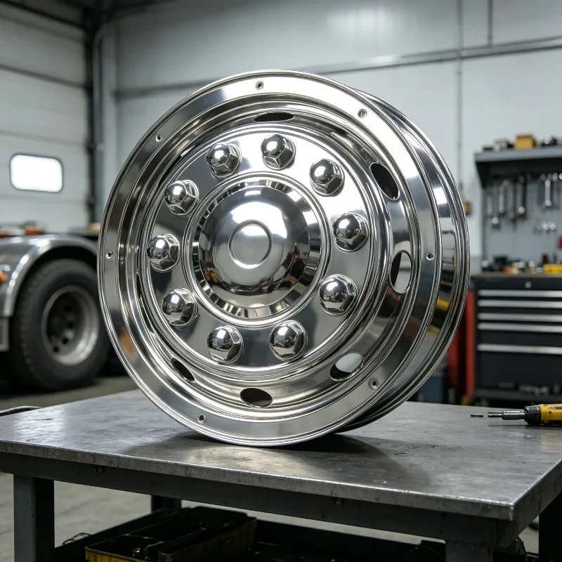 Wheel Hub Cover 10 Holes 22.5 Inch Full Enclosed Stainless Steel Decorative Auto Parts For Bus Truck Modification Upgrade