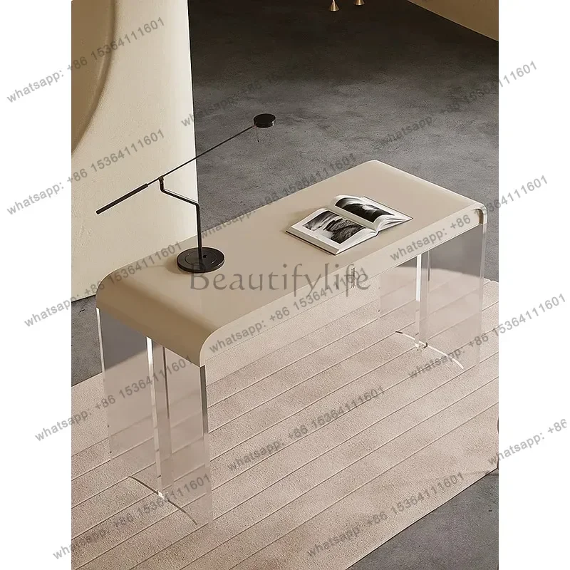 YJ French Cream Retro Desk Minimalist Home Acrylic Floating Vanity Writing Table Office Desk