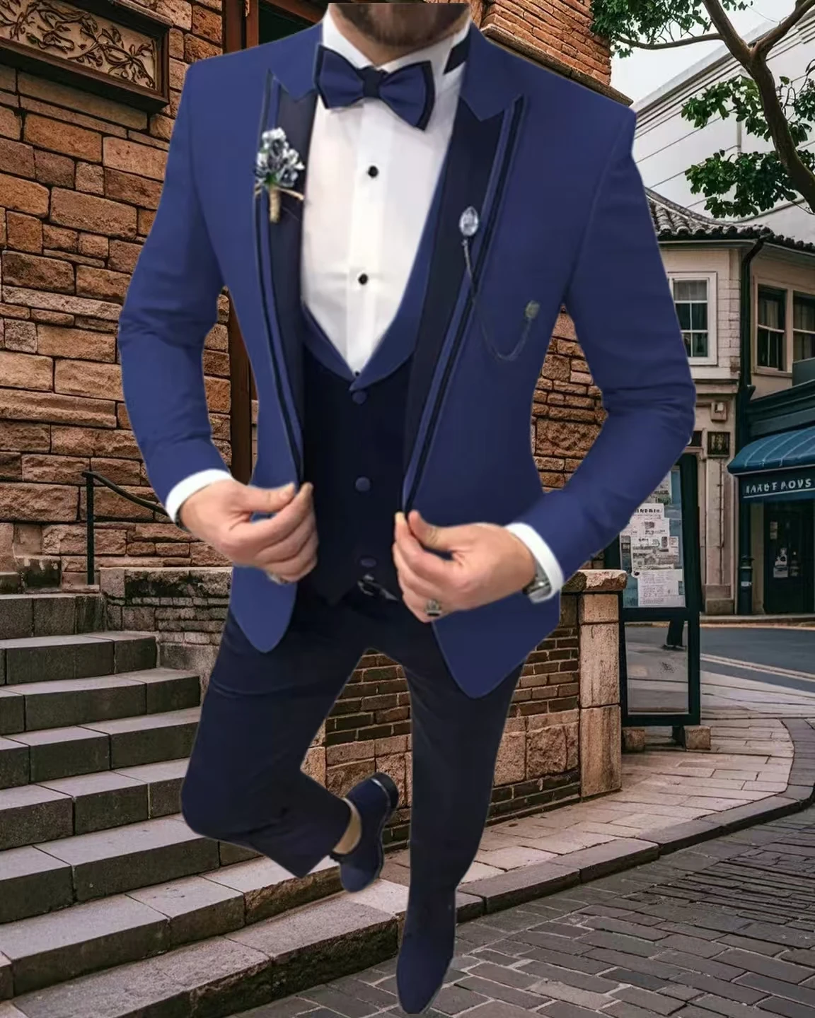 

Elegant 3-Piece Blazer Vest And Pants Set for Women Formal Peak Lapel Jacket Celebrity Party Dress with Pointed Collar