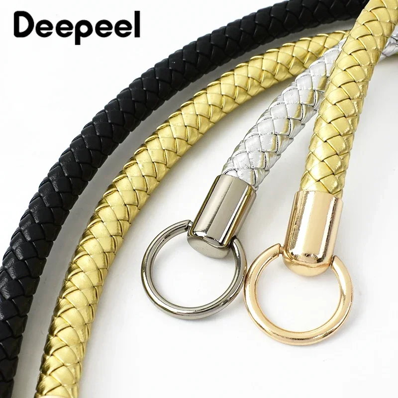2Pcs Deepeel 25/40/50cm Handbag PU Leather Woven Handles Purse Wallet Braided Rope Straps DIY Luggage Replacement Accessories